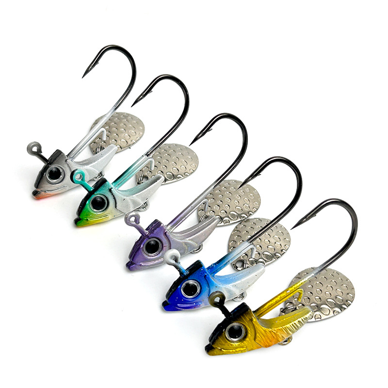 Fishing Lure Jig - ชุดเหยื่อตกปลาแบบจิ๊กเฮดพร้อมใบสปินเนอร์ 5 ชิ้น น้ำหนัก 7 กรัม/10