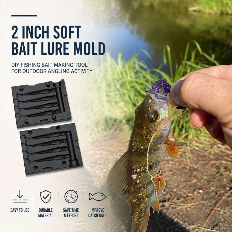Fishing Lure Kit - แม่พิมพ์เหยื่อตกปลาแบบนิ่มขนาด 2 นิ้ว อุปกรณ์ทำเหยื่อตกปลา DIY สำหรับกิจกรรมตกปลาในพื้นที่กลางแจ้ง
