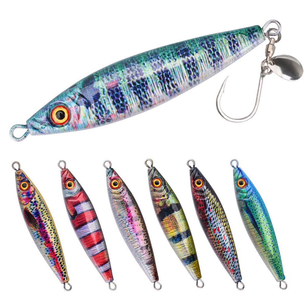 Fishing Lure Blade Bait - เหยื่อจิ๊กโลหะพร้อมใบพัดหมุน สำหรับตกปลาทะเลน้ำเค็มแบบสโลว์จิ๊กกิ้ง เหยื่อตกปลาแบบตะกั่ว สำหรับตกปลาในน้ำจืดและทะเล ใช้ได้กับปลาแบสและปลาแมคเคอเร