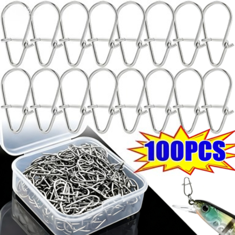 Fishing Lure Accessories - ตะขอเกี่ยวสายเบ็ดสแตนเลส 100 ชิ้น แบบ Fastlock สำหรับติดตั้งกับรอกหมุน