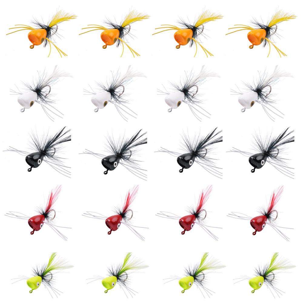 Fishing Lure Popper - เหยื่อฟลายฟิชชิ่งโฟม5ชิ้นเหยื่อแมลงลอยอยู่ด้านบนน้ำลอยได้เหยื่อแมลงปลอมสำหรับปลาเทราท์ปลากะพงปลาแซลมอน