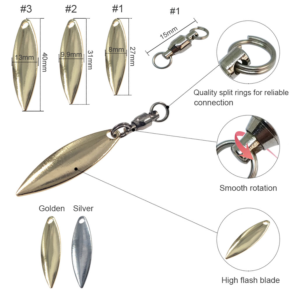 10pcs Willowleaf ใบมีด SPINNER - Fishing Lure Buzzbait บทวิจารณ์และราคา