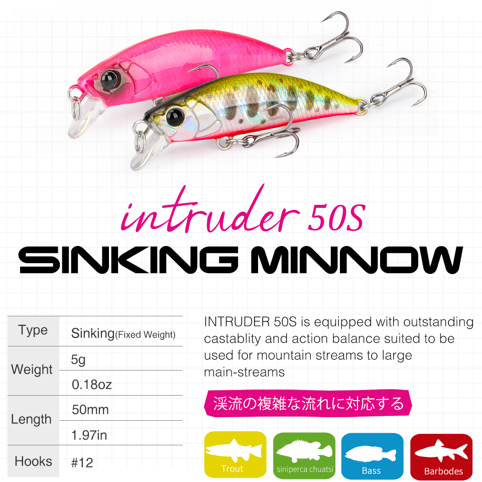 TSURINOYA 50S สีใหม่ 5cm 5g Si - Fishing Lure Jerkbait บทวิจารณ์และราคา